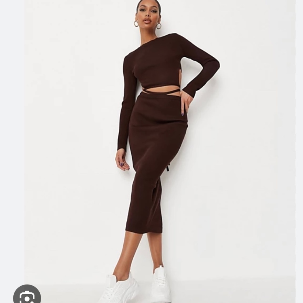 Missguided co ord tie skirt and sweater set in WHITE